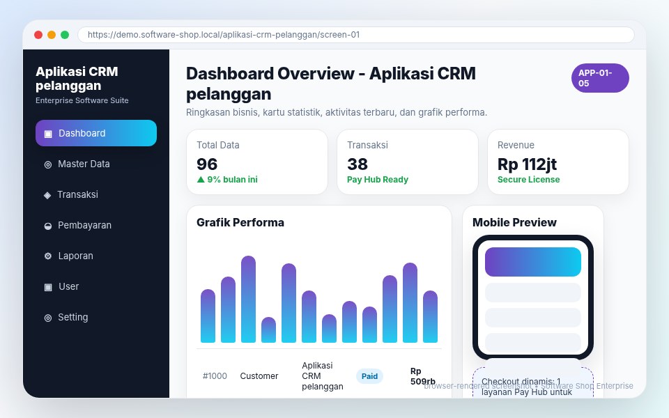 Screenshot Aplikasi CRM pelanggan