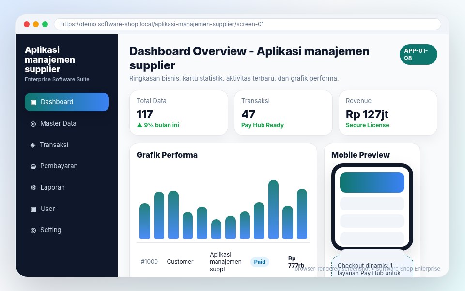 Screenshot Aplikasi manajemen supplier